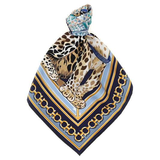 Ferragamo Blue Silk Foulard
