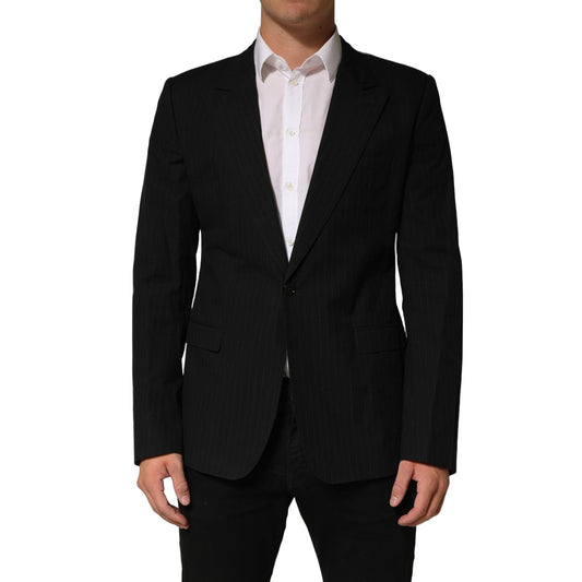 Dolce & Gabbana Black Pinstripe Men Single Breasted Jacket