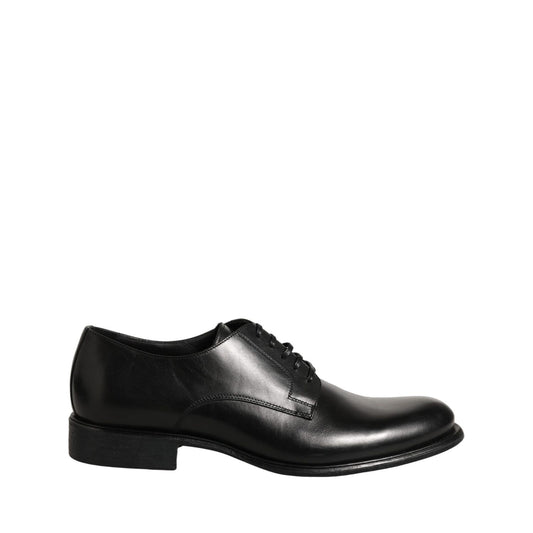Dolce & Gabbana Black Calfskin Leather Derby Men Dress Shoes