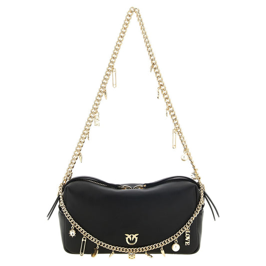 PINKO Black Lambskin Shoulder Bag