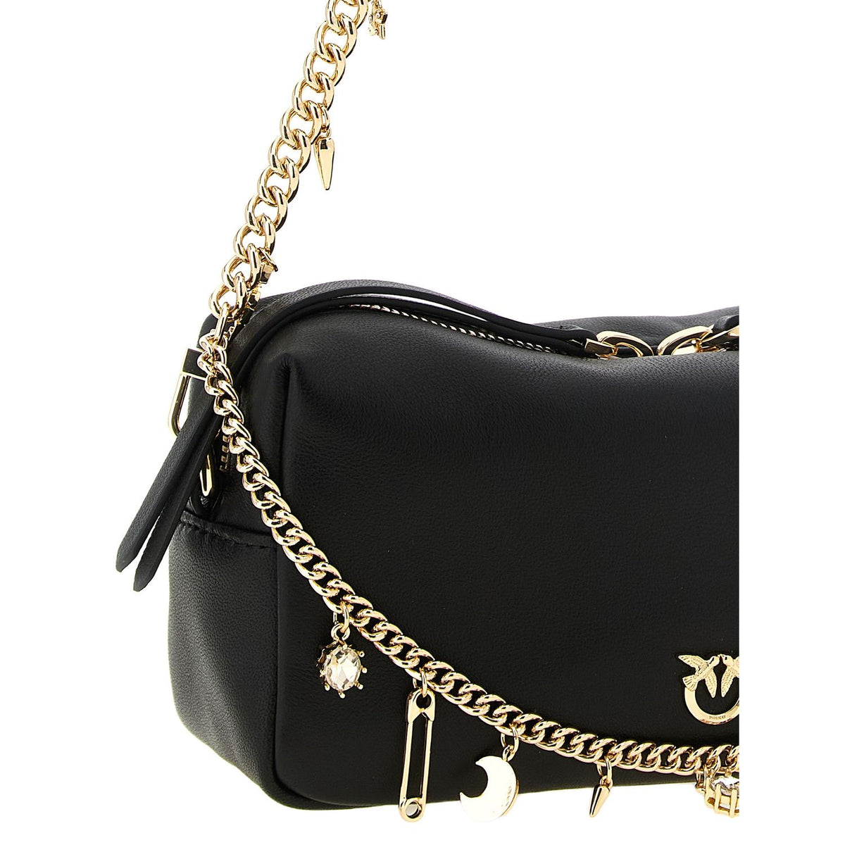 PINKO Black Lambskin Shoulder Bag