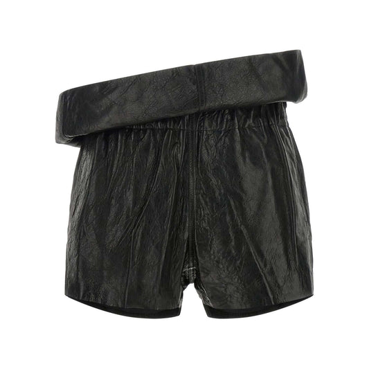 Rick Owens Black Lamb Leather Bermuda Shorts