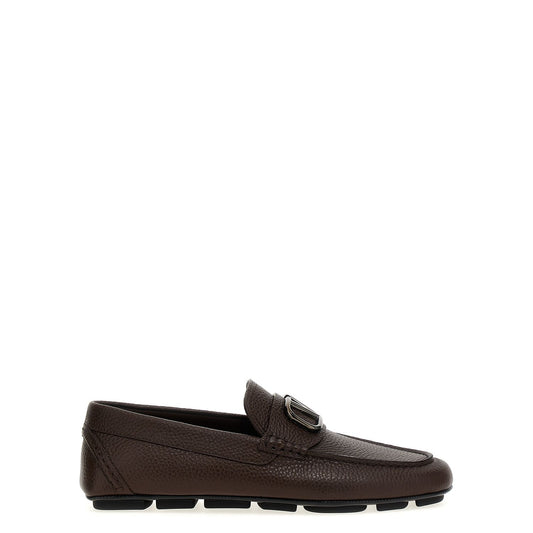 Valentino Garavani Brown Calfskin Slip-On Loafers