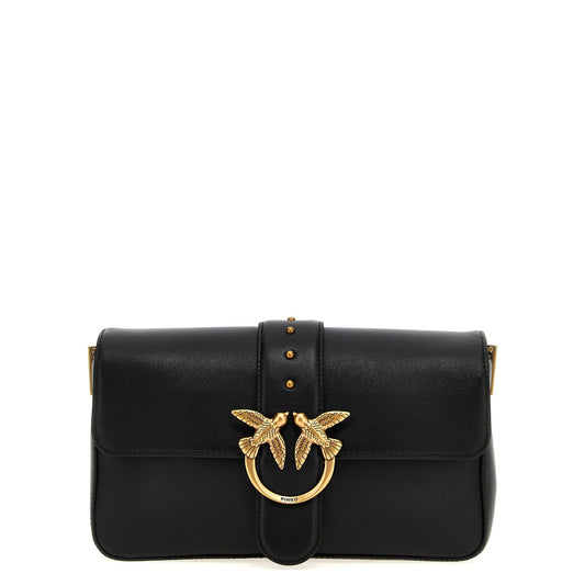 PINKO Black Calfskin Shoulder Bag