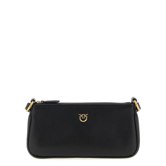 PINKO Black Goatskin Crossbody Bag