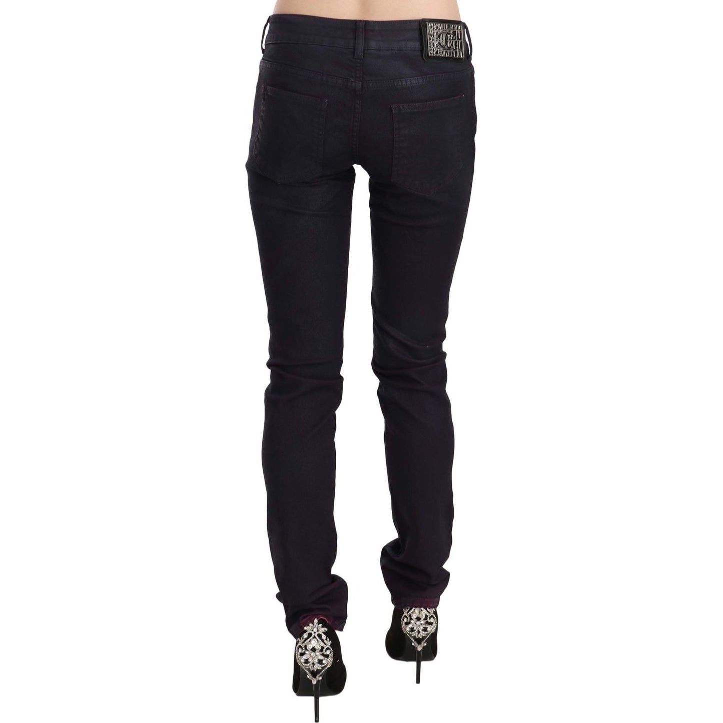 Just Cavalli Black Cotton Low Waist Skinny Denim Pants