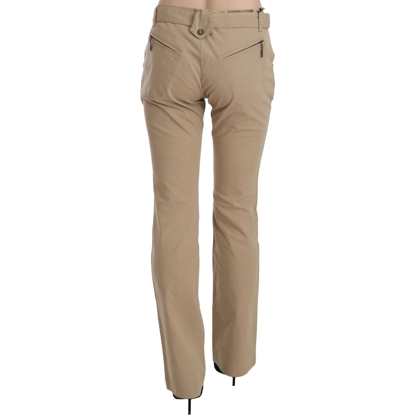 Just Cavalli Beige Mid Waist Straight Leg Pants Jeans & Pants Just Cavalli