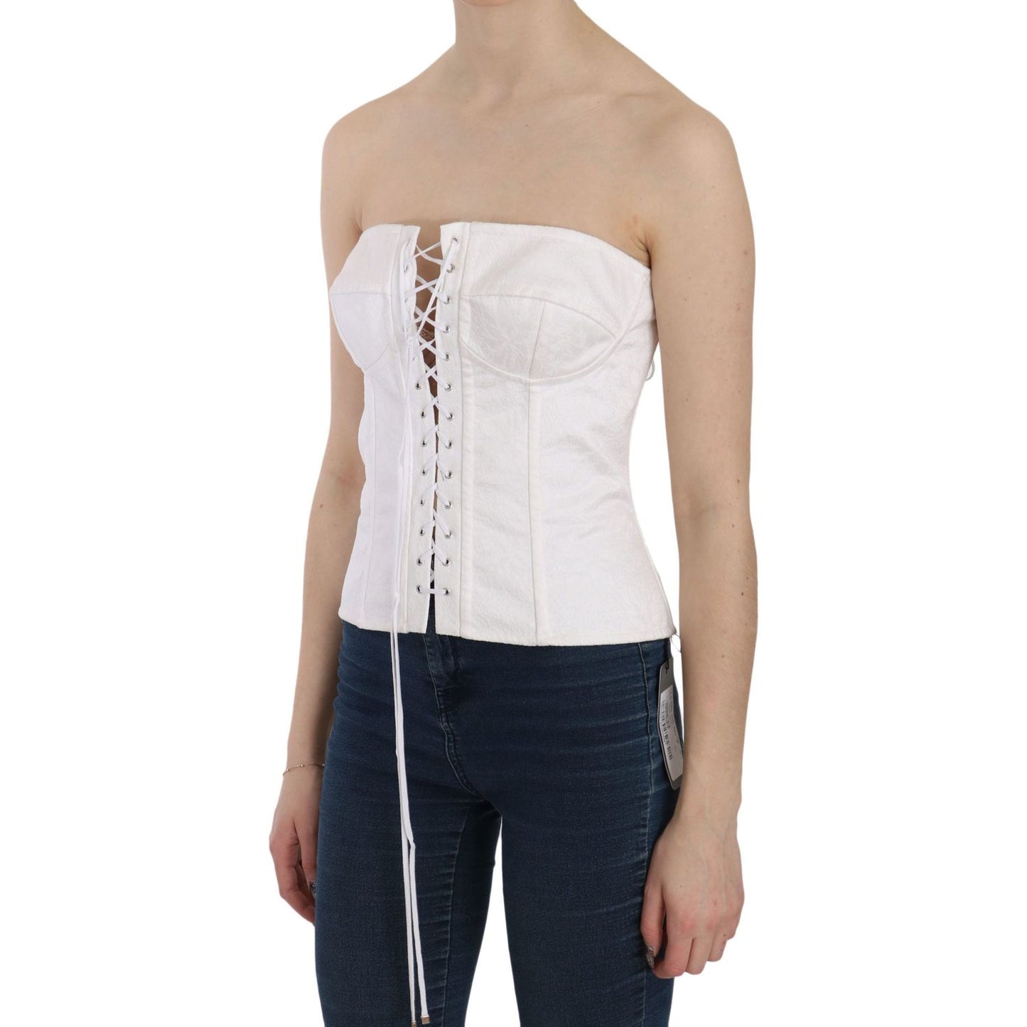 Dolce & Gabbana Elegant White Strapless Corset Top Dolce & Gabbana