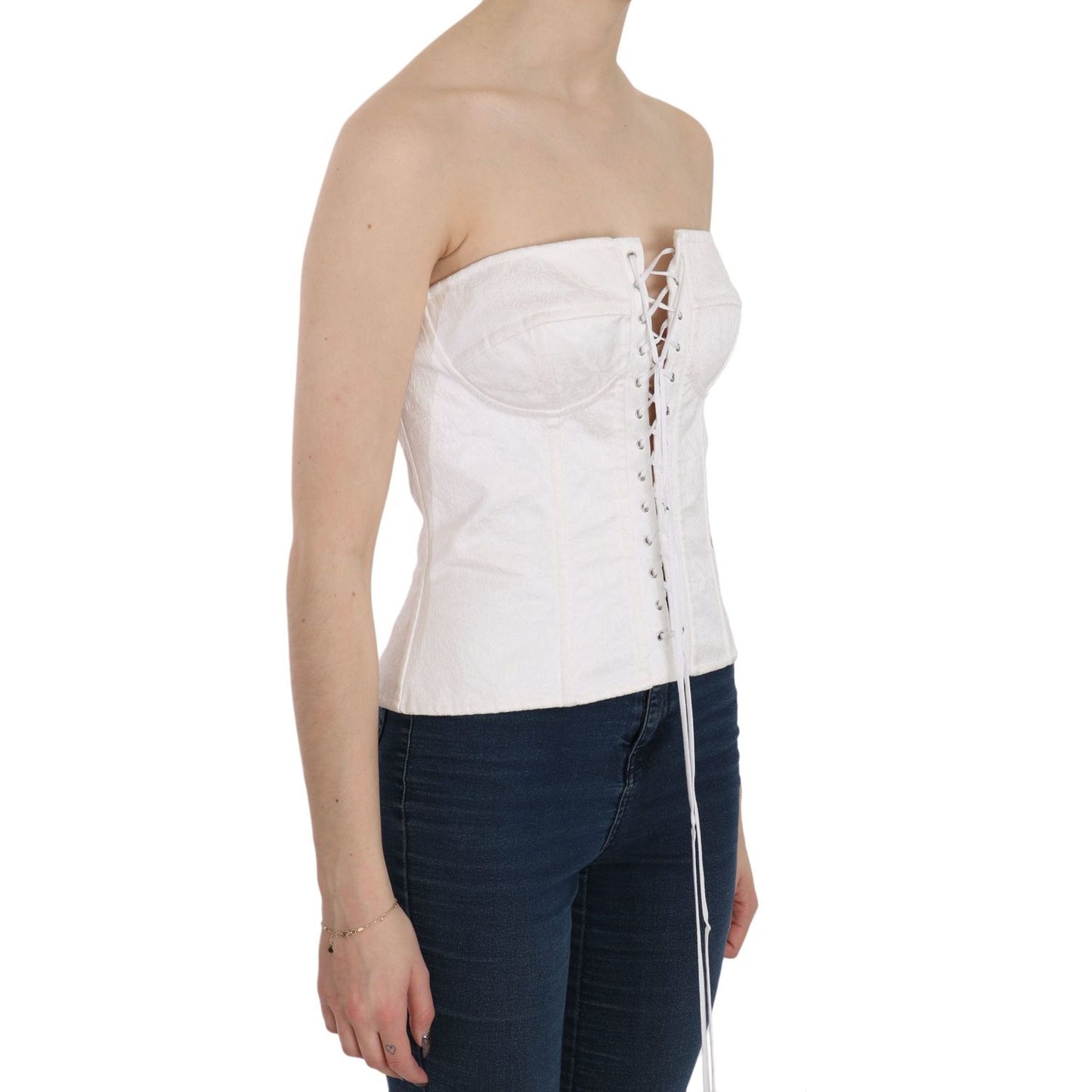 Dolce & Gabbana Elegant White Strapless Corset Top Dolce & Gabbana