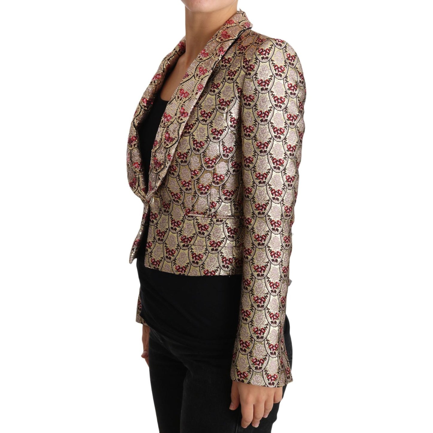 Dolce & Gabbana Glittering Gold Floral Sequined Blazer Jacket Coats & Jackets Dolce & Gabbana