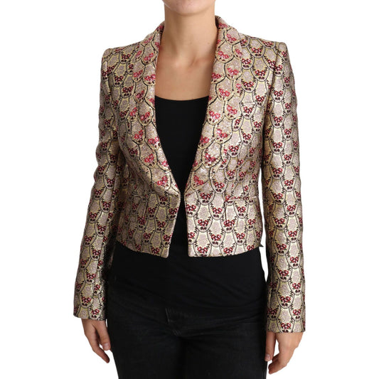 Dolce & Gabbana Gold Floral Sequined Blazer Coat Jacket Dolce & Gabbana