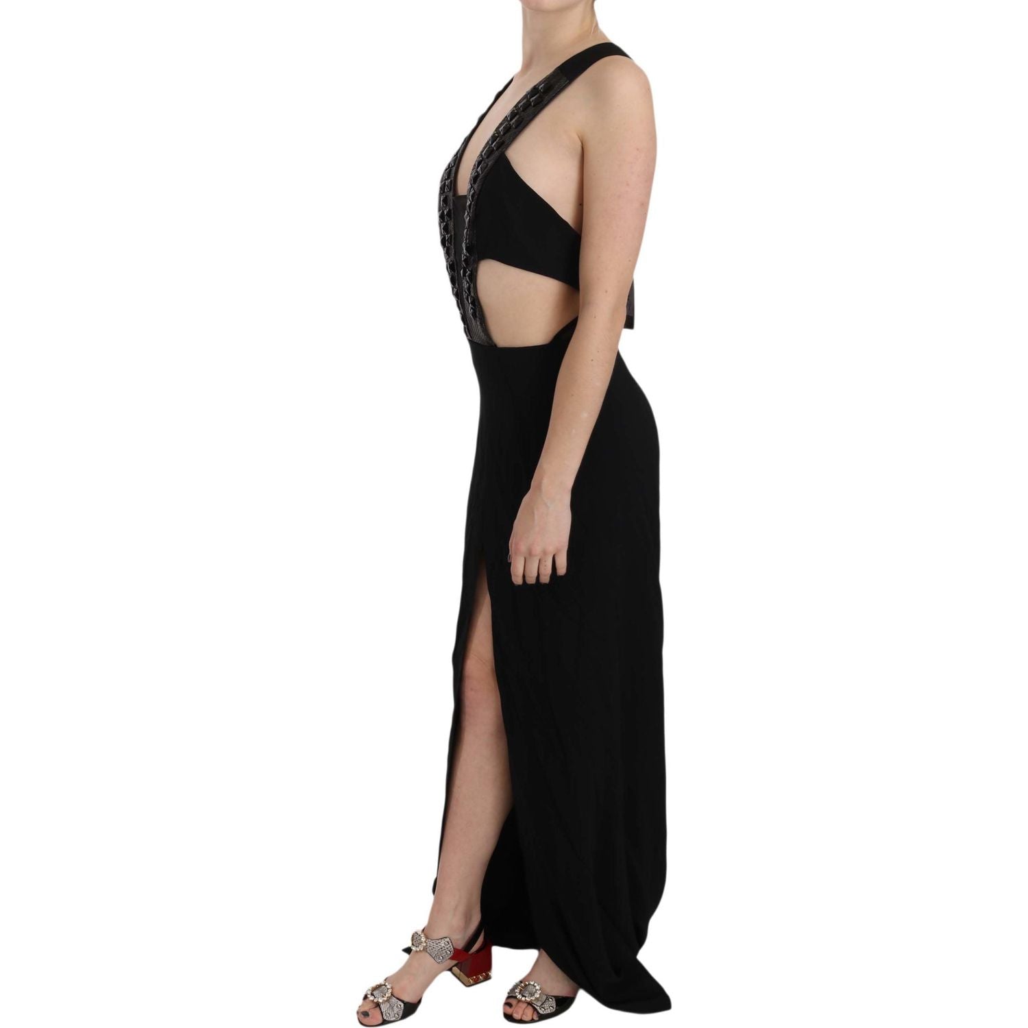 带水晶装饰的优雅喇叭长款晚礼服