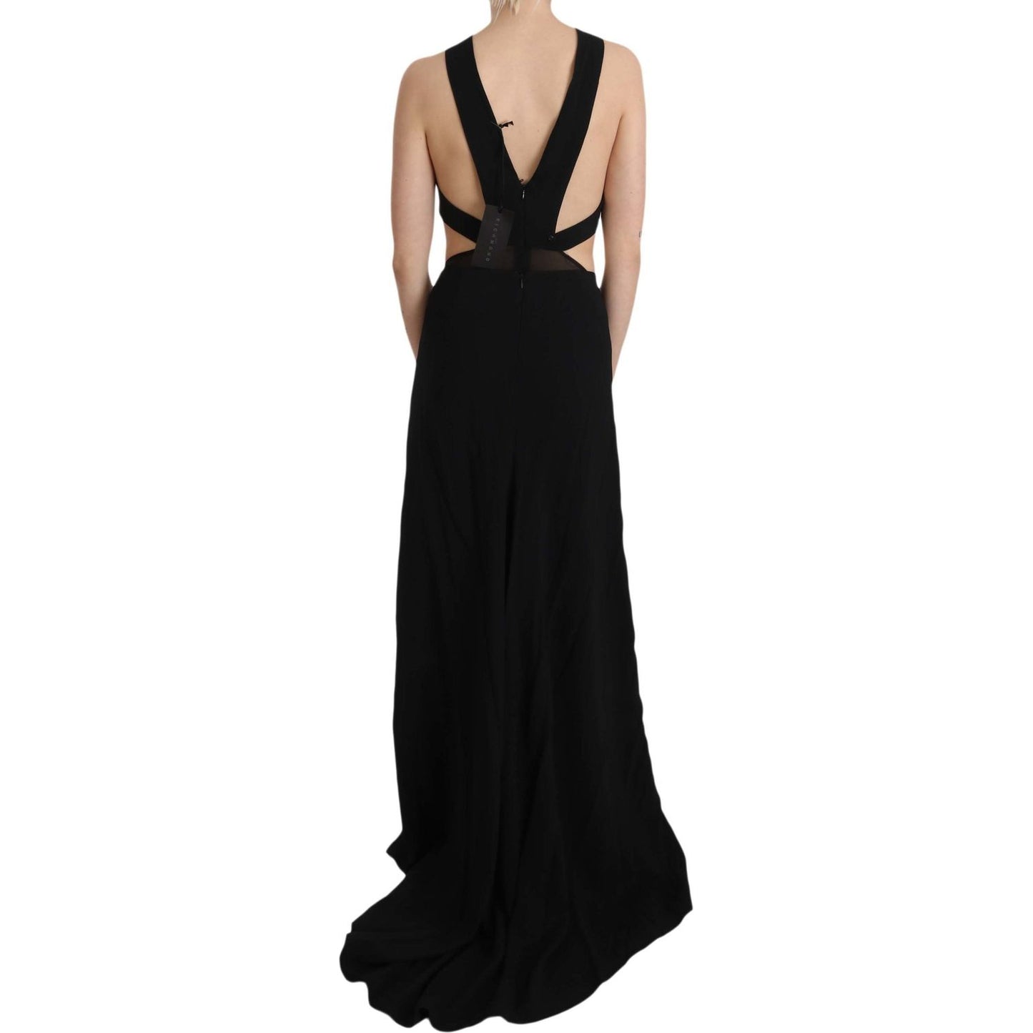 John Richmond Elegant Flare Maxi Evening Dress with Crystal Accents Dresses John Richmond