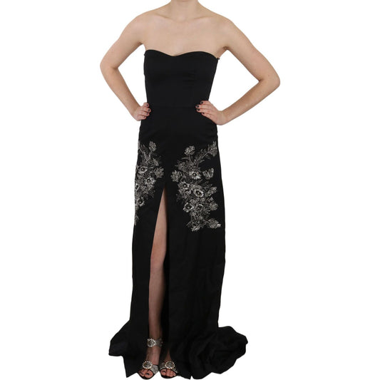 John Richmond Black Sequined Flare Ball Gown Dress