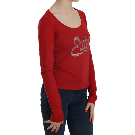 Exte Ravishing Red Crystal Embellished Blouse Exte