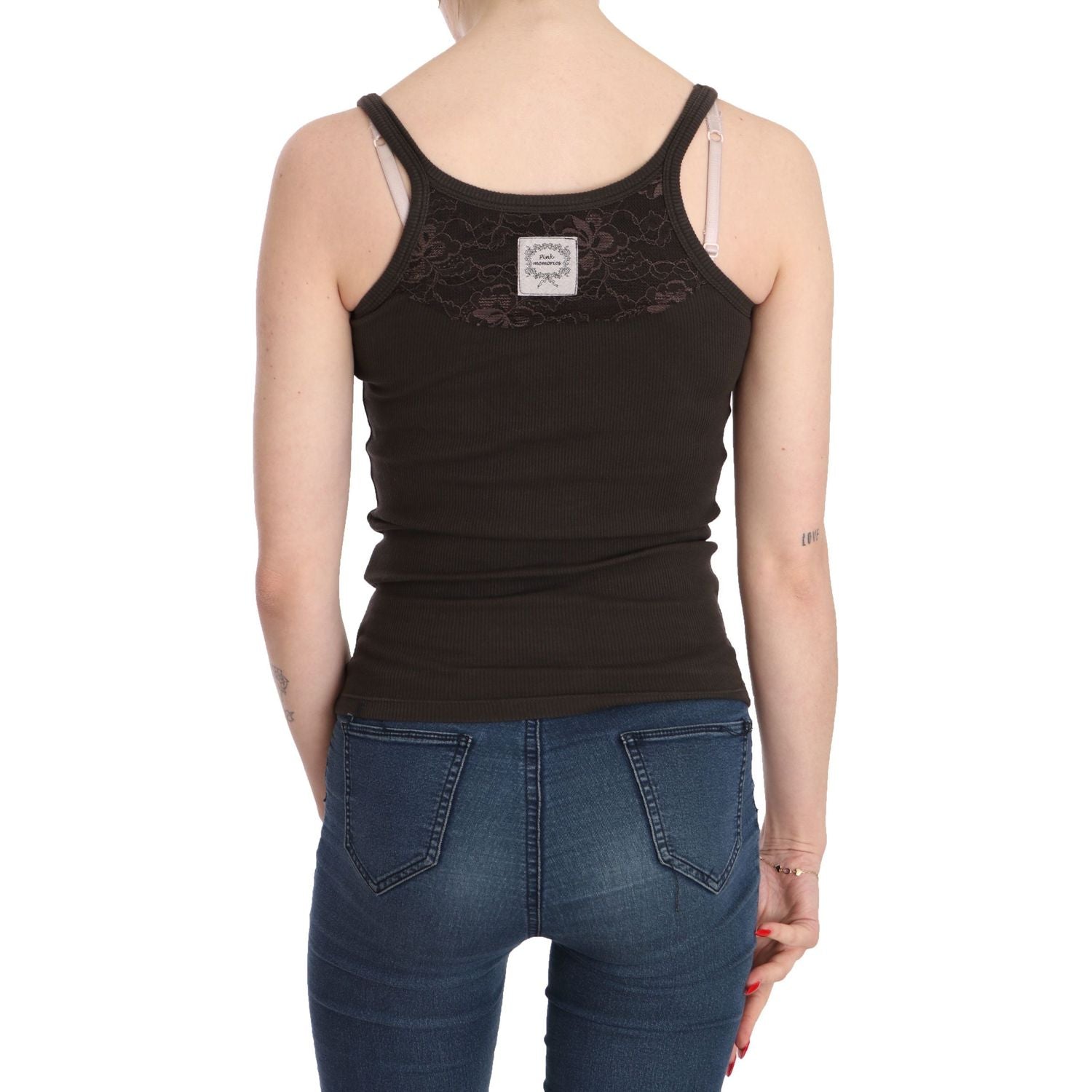 优雅的深棕色细肩带衬衫