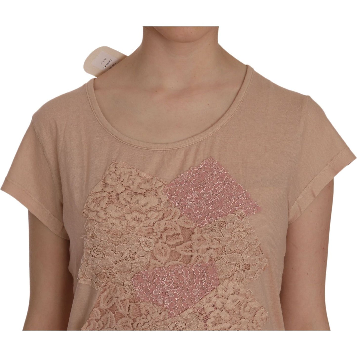 PINK MEMORIES Pink Lace Short Sleeve Shift Mini Dress