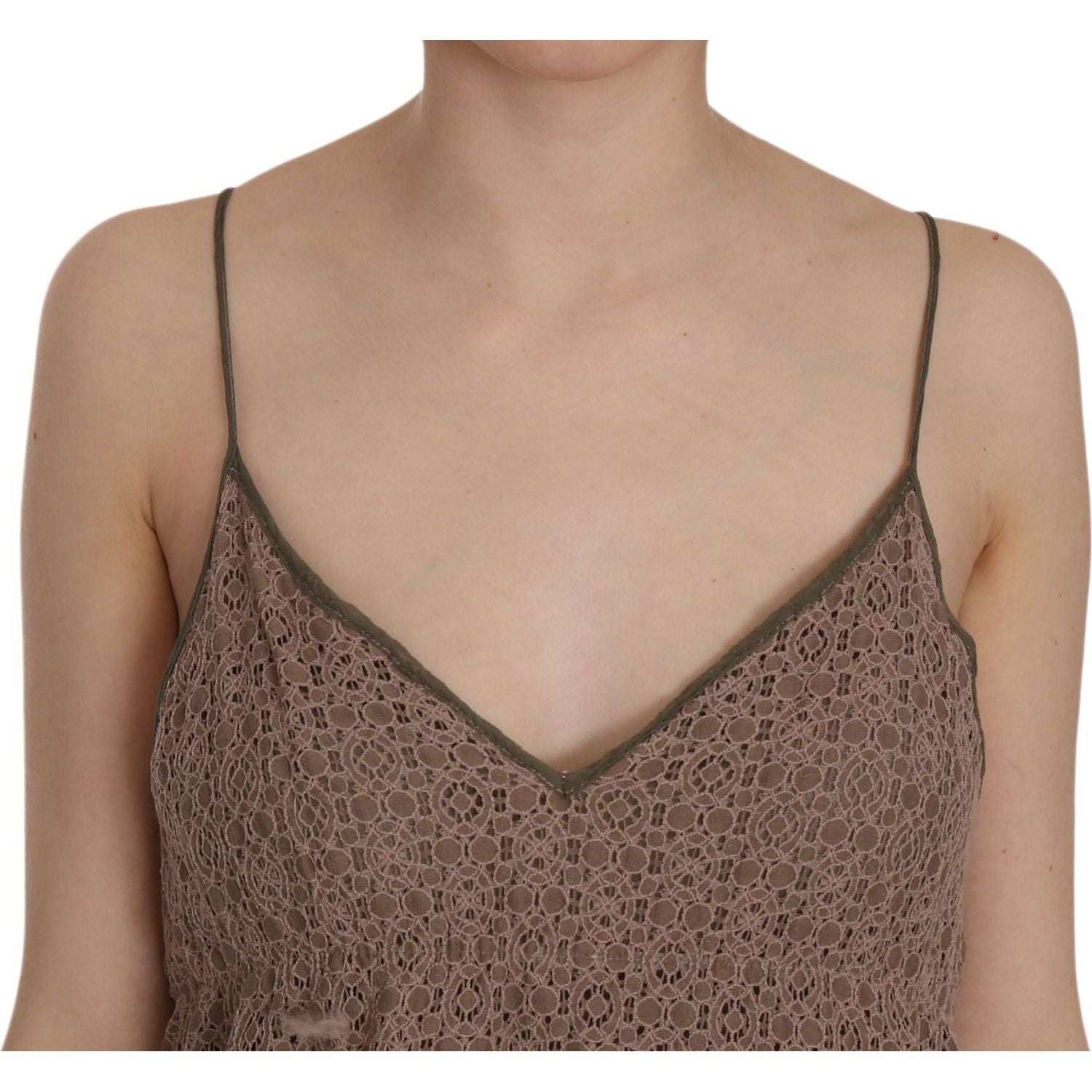 别致的绿色 A 字形细肩带迷你连衣裙