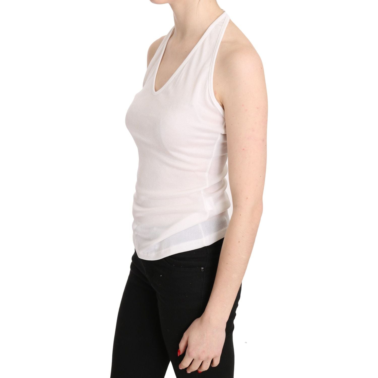 优雅白色挂脖休闲背心