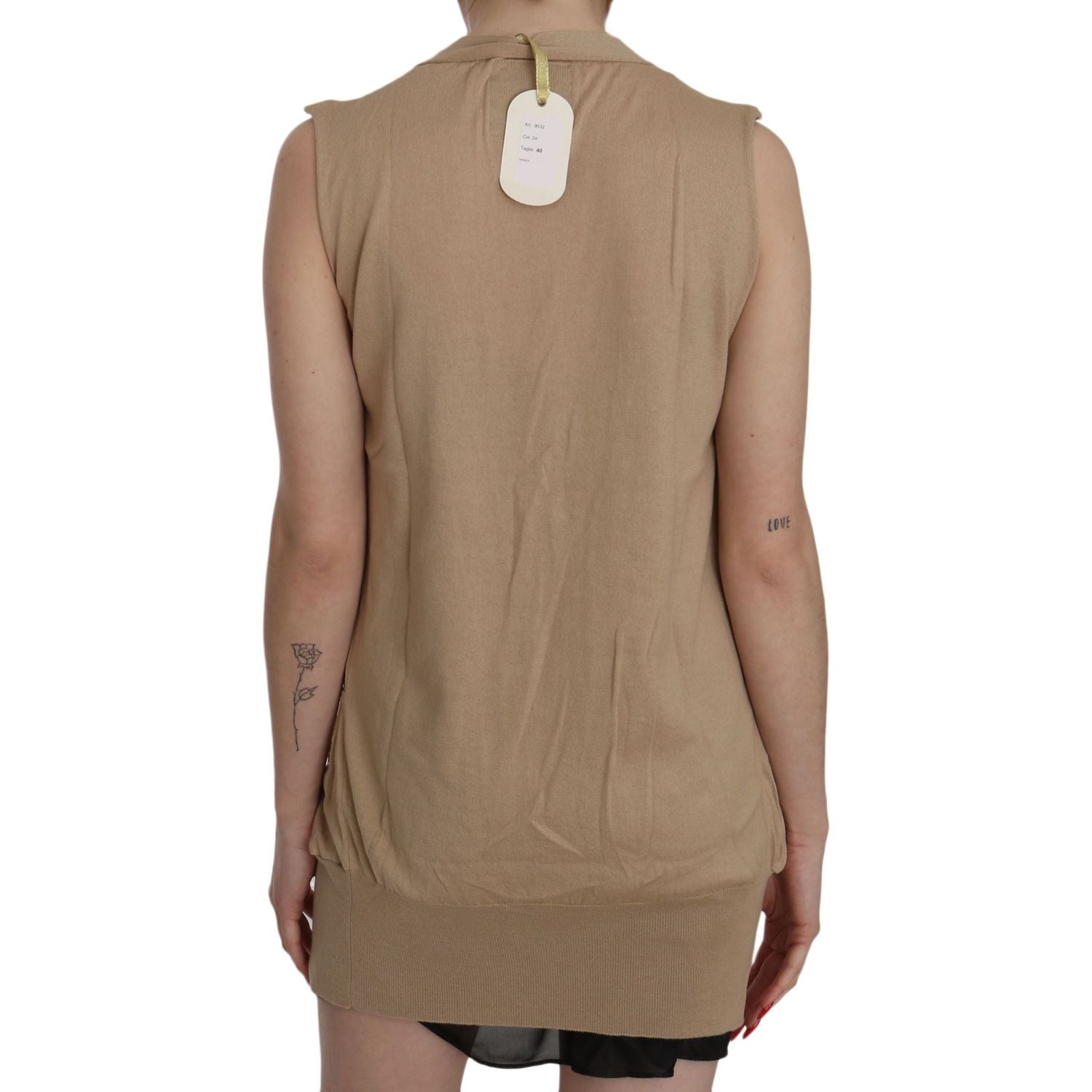 بلوزة كارديجان قطنية أنيقة بدون أكمام من PINK MEMORIES