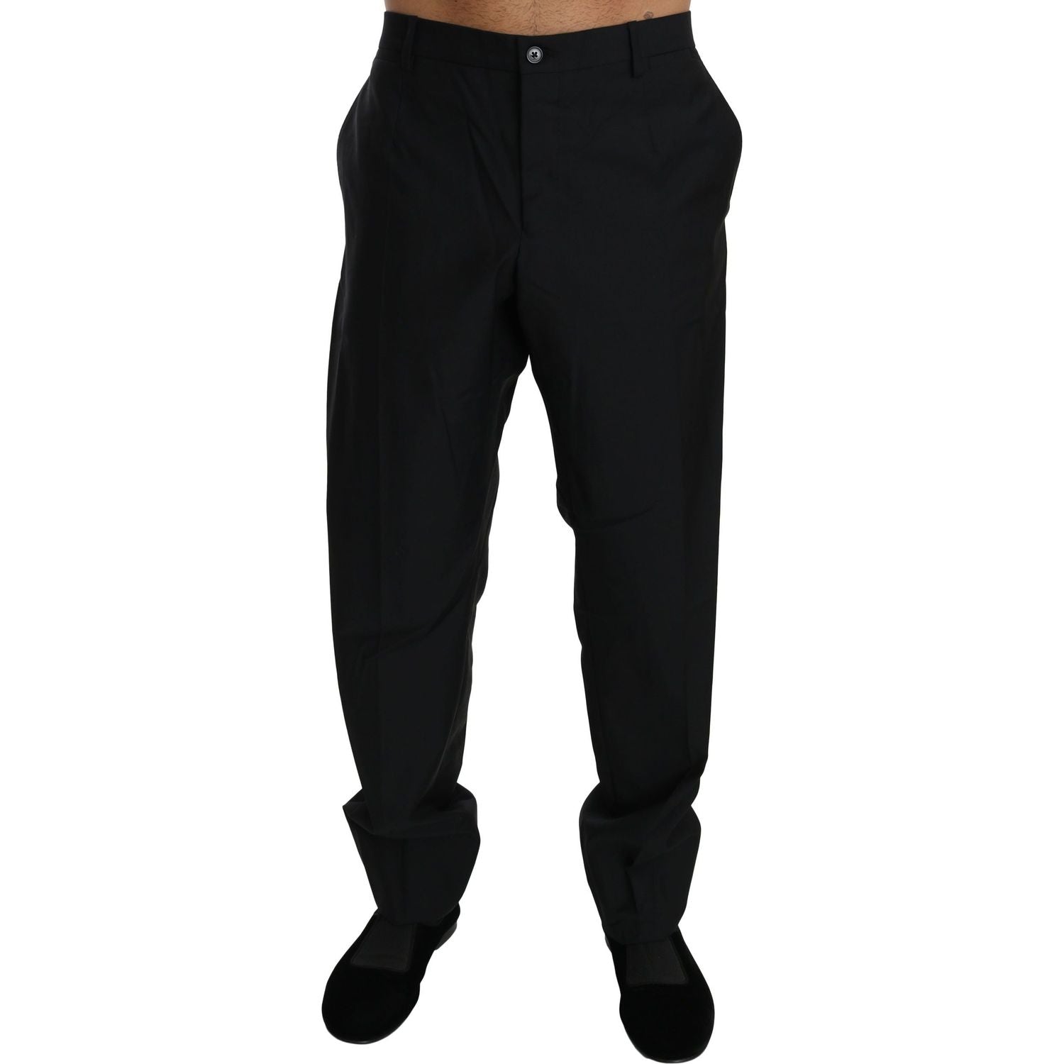 Dolce & Gabbana Black Dress Formal Trouser Men Wool Pants