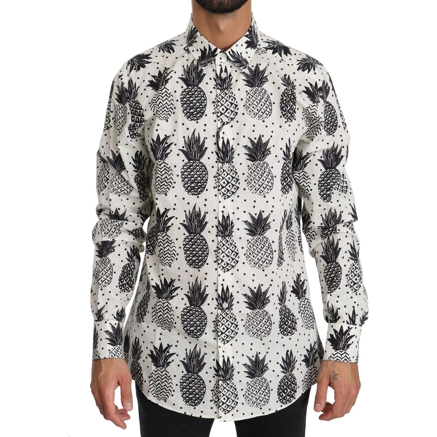 Dolce & Gabbana White Pineapple Cotton Top Shirt