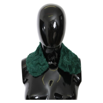 Dolce & Gabbana Green Fur Shoulder Collar Wrap Lambskin Scarf Dolce & Gabbana