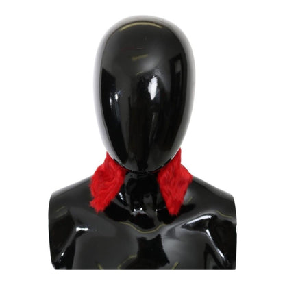 Dolce & Gabbana Red Fur Neck Collar Wrap Lambskin Scarf Dolce & Gabbana