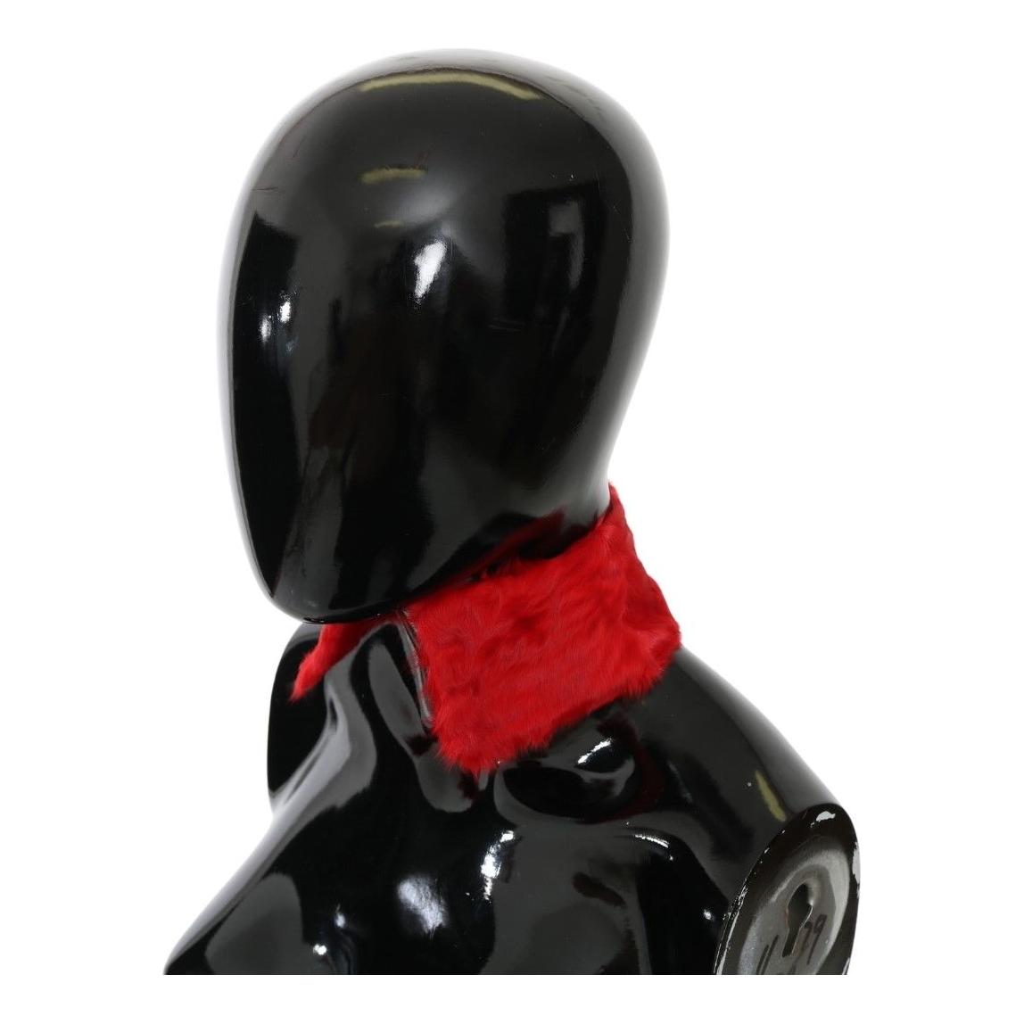 Dolce & Gabbana Red Fur Neck Collar Wrap Lambskin Scarf Dolce & Gabbana