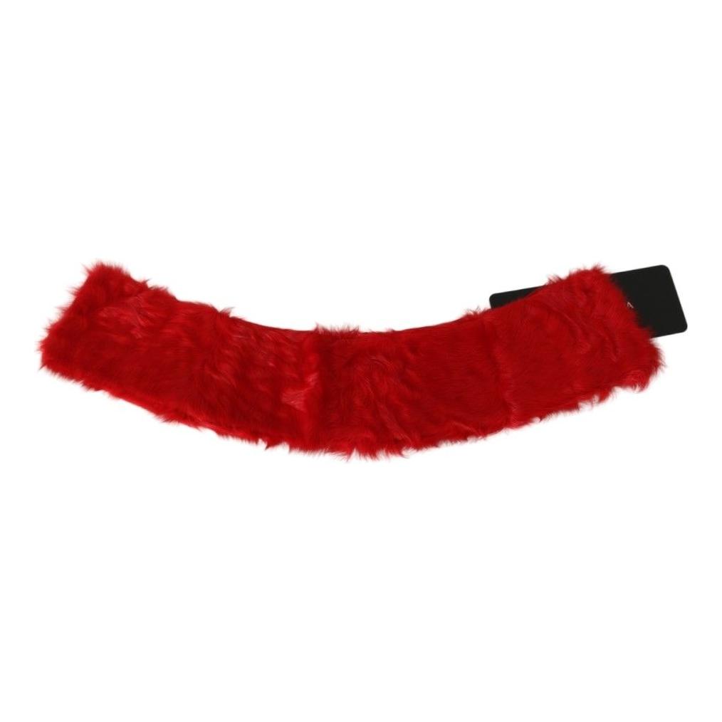 Dolce & Gabbana Red Fur Neck Collar Wrap Lambskin Scarf Dolce & Gabbana