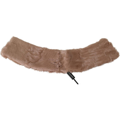 Dolce & Gabbana Beige Fur Neck Collar Lambskin Scarf Dolce & Gabbana