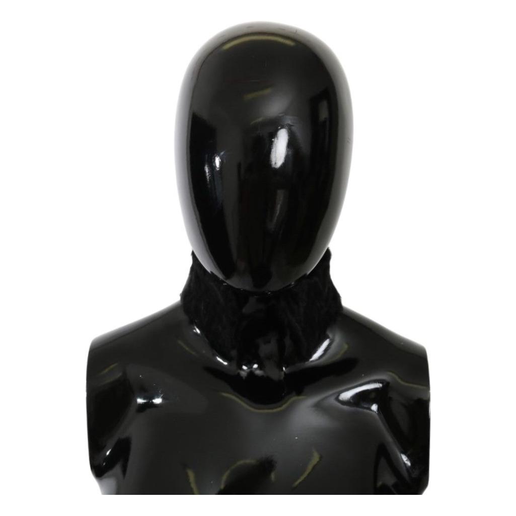 Dolce & Gabbana Black Fur Neck Collar Wrap Lambskin Scarf Dolce & Gabbana