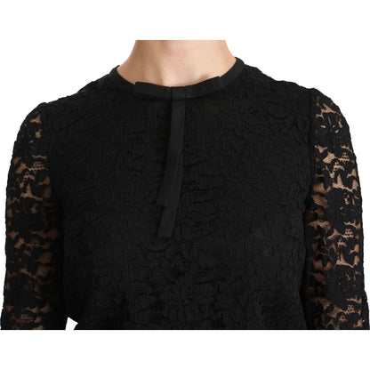 Dolce & Gabbana Black Lace Long Sleeve Nylon Blouse 1728,67345645728,Black,Clothing,Dolce & Gabbana,IT40|S,IT44|L,Long Sleeve - T-Shirts - Clothing,Material: 65% Nylon 35% Viscose,New with tags,T-Shirts - Clothing,Tops & T-Shirts - Women - Clothing,Women,