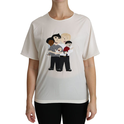 Dolce & Gabbana White #dgfamily Patch Short Sleeve Blouse Top