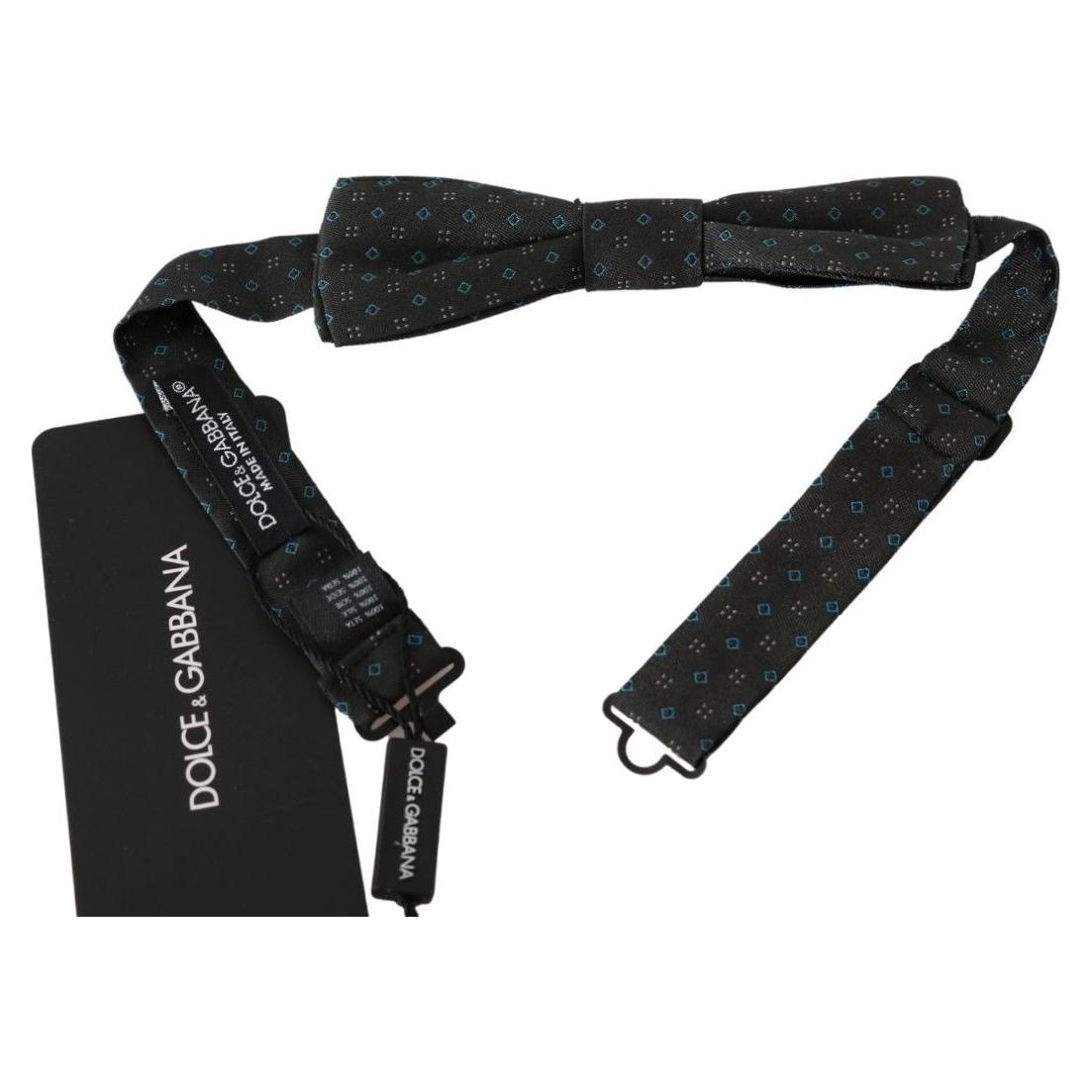 Dolce & Gabbana Gray Patterned Mens Necktie Papillon 100% Silk Bow Tie