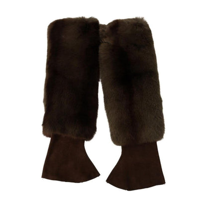 Dolce & Gabbana Brown Elbow Length Finger Less Fur Gloves Dolce & Gabbana
