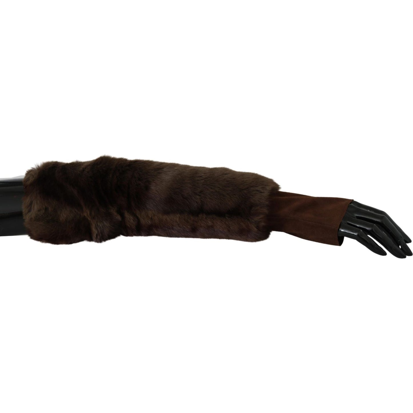 Dolce & Gabbana Brown Elbow Length Finger Less Fur Gloves Dolce & Gabbana