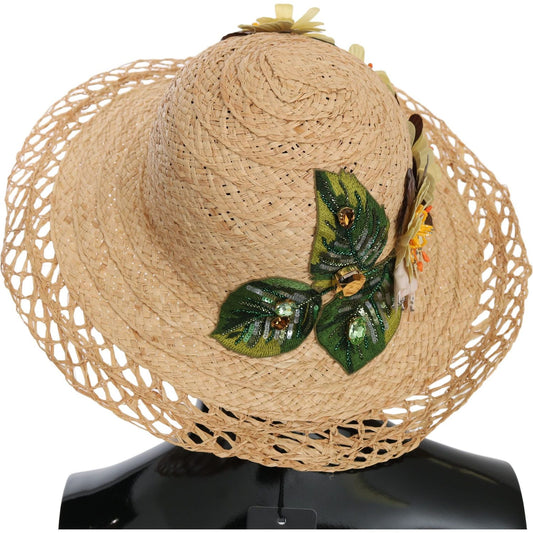 Dolce & Gabbana Elegant Beige Floral Bucket Hat Dolce & Gabbana