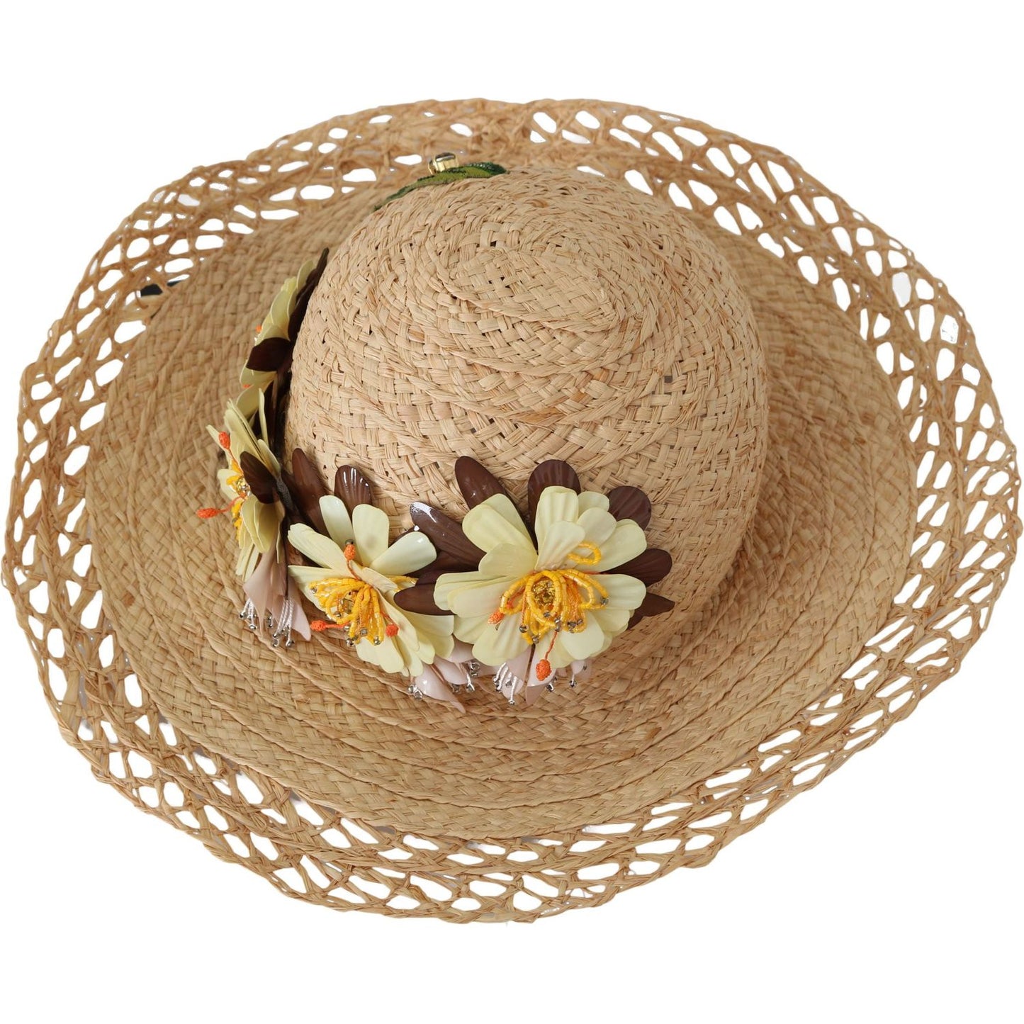 Dolce & Gabbana Elegant Beige Floral Bucket Hat Dolce & Gabbana