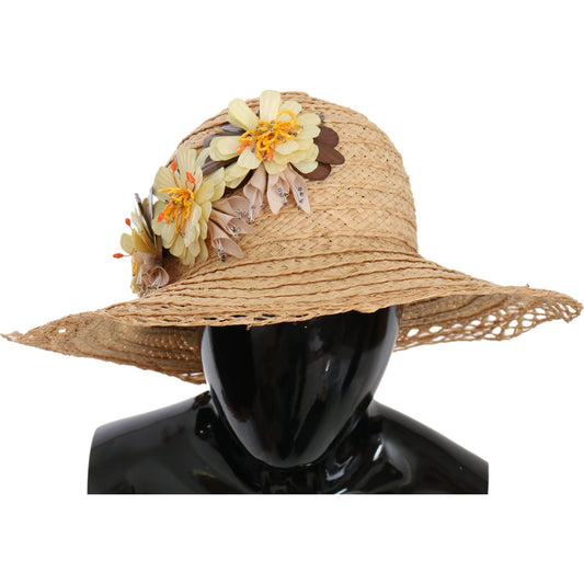 Dolce & Gabbana Elegant Beige Floral Bucket Hat Dolce & Gabbana