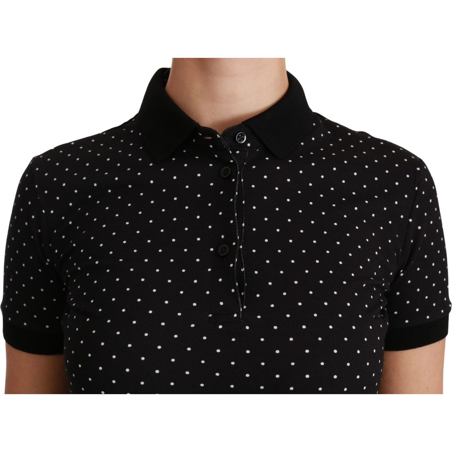 Dolce & Gabbana Elegant Black Dotted Polo Shirt Dolce & Gabbana