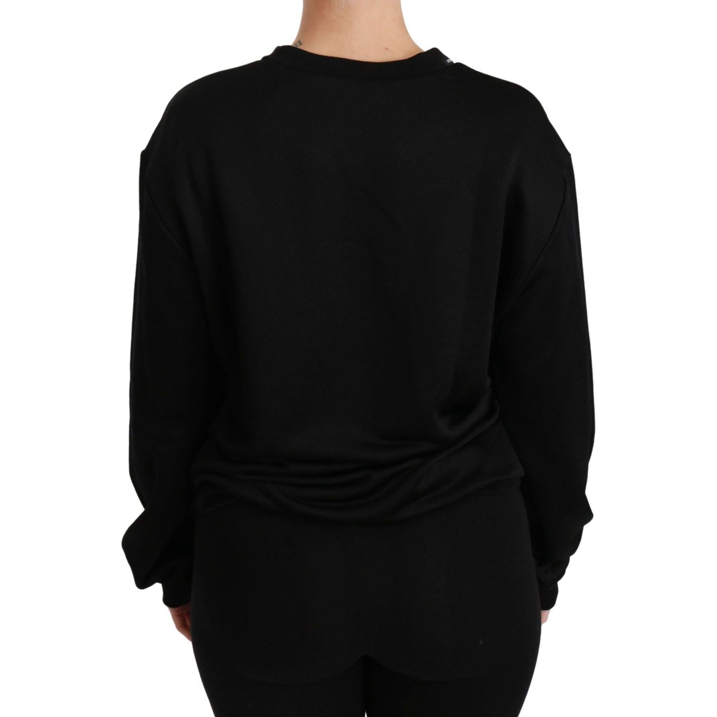 Dolce & Gabbana Elegant Black Cotton Crew Neck Pullover Sweater Dolce & Gabbana