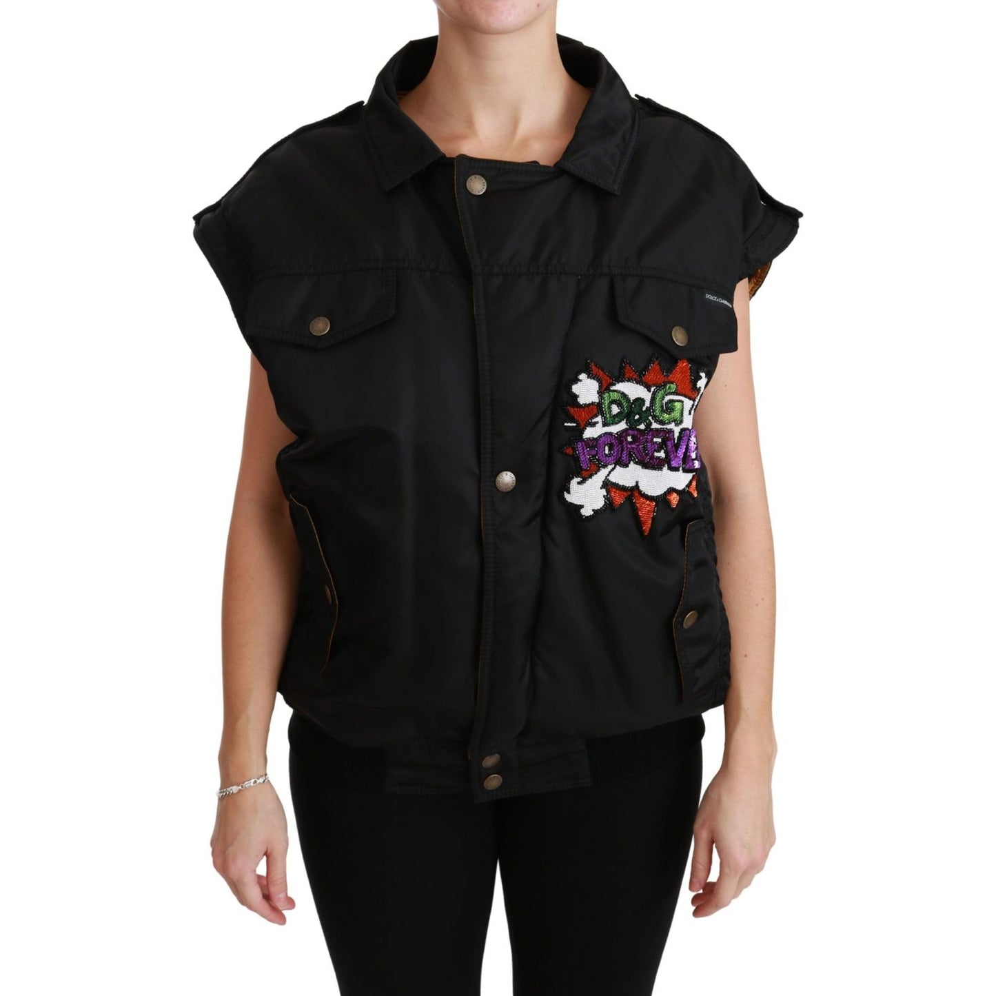 Dolce & Gabbana Elegant Black Bomber Jacket with Detachable Features Dolce & Gabbana