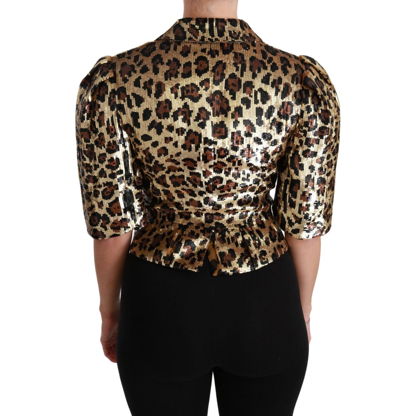 Dolce & Gabbana Blazer Gold Leopard Sequined Jacket Dolce & Gabbana