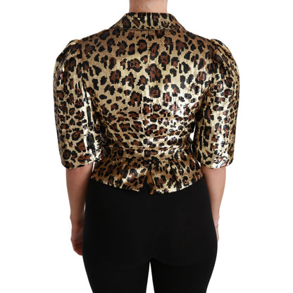 Dolce & Gabbana Blazer Gold Leopard Sequined Jacket Dolce & Gabbana