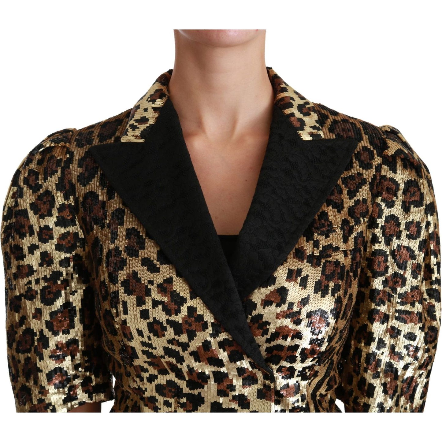 Dolce & Gabbana Blazer Gold Leopard Sequined Jacket Dolce & Gabbana