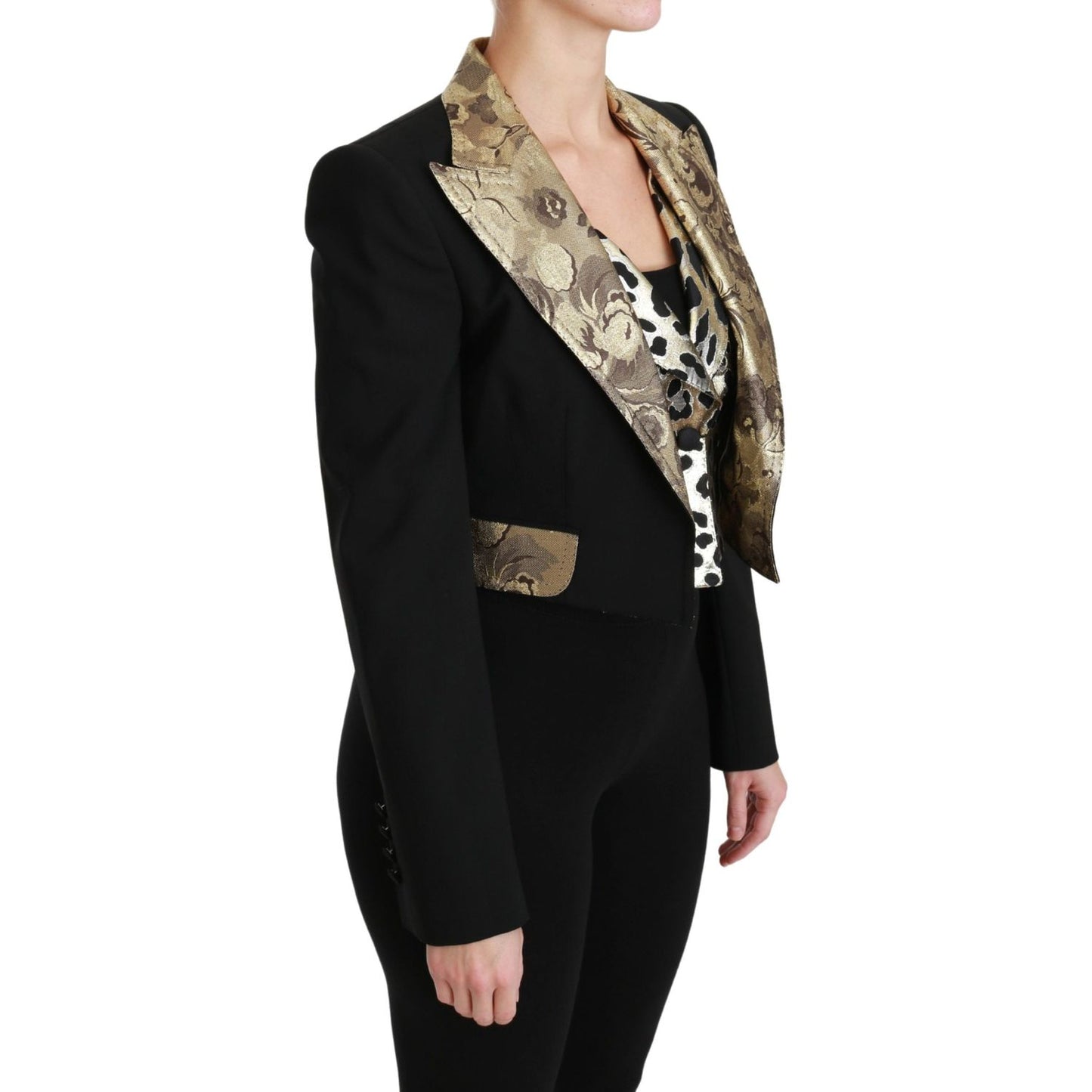 Dolce & Gabbana Black Jacquard Vest Blazer Coat Wool Jacket Coats & Jackets