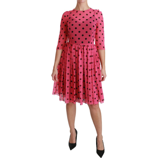 Dolce & Gabbana Elegant Polka Dot A-Line Knee Length Dress Dolce & Gabbana