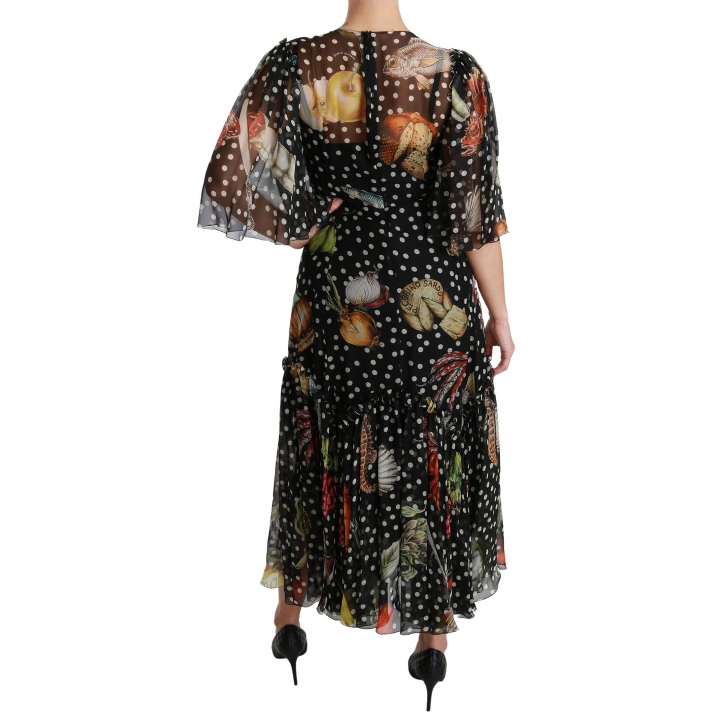 Dolce & Gabbana Black Sea Fish Sicily A-line Shift Dress