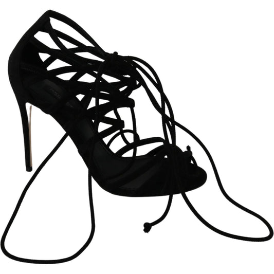 Dolce & Gabbana Black Suede Strap Stilettos Shoes Sandals 1728,67345645728,Black,Dolce & Gabbana,EU36/US5.5,Material: 100% Capra goatskin SUEDE,New with tags,Sandals - Shoes,Sandals - Women - Shoes,Shoes,Stiletto Heels - Sandals - Shoes,Strap-Ons - Sandal